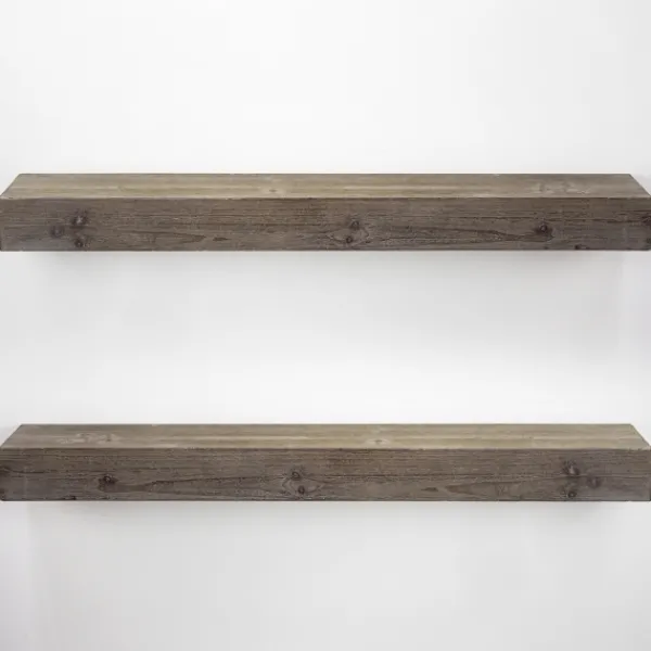 Shelves-Kirkland's Home Gray Floating Rustic Wooden Wall Shelf, 3 Ft.