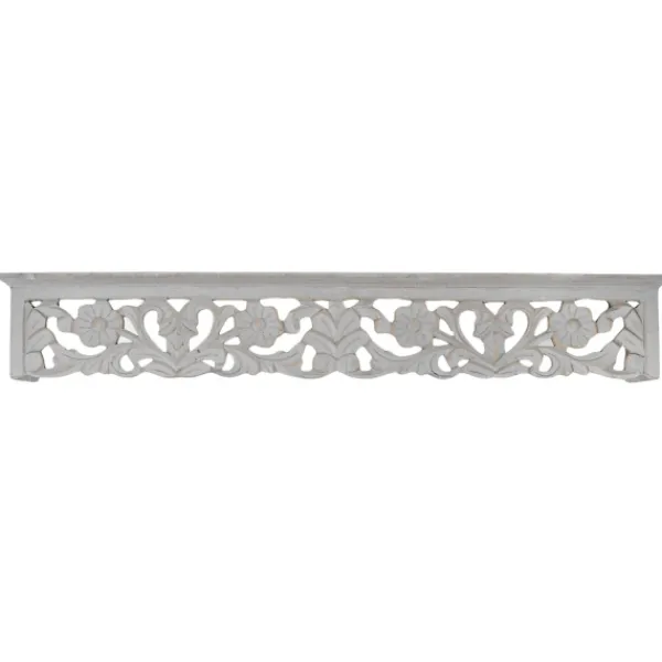 Shelves-Kirkland's Home Gray Floral Carved Wall Shelf