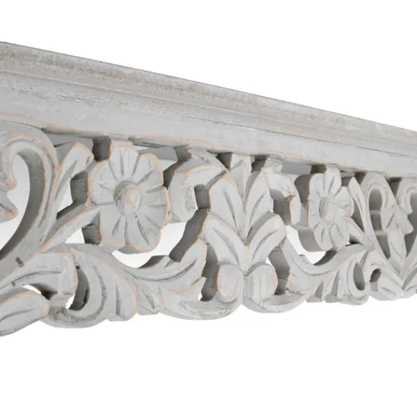 Shelves-Kirkland's Home Gray Floral Carved Wall Shelf