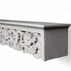 Shelves-Kirkland's Home Gray Floral Carved Wall Shelf
