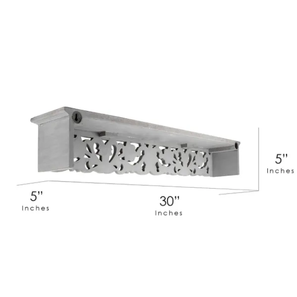 Shelves-Kirkland's Home Gray Floral Carved Wall Shelf