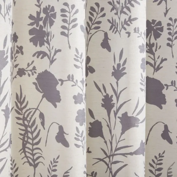 Curtains & Drapes-Kirkland's Home Gray Floral 2-Pc. Curtain Panel Set, 84 In. Gray/White