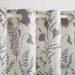 Curtains & Drapes-Kirkland's Home Gray Floral 2-Pc. Curtain Panel Set, 84 In. Gray/White