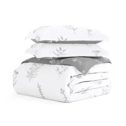 Duvets-Kirkland's Home Gray Floral Reversible 2-Pc. Twin Duvet Cover Set Gray/White