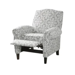 Accent Chairs-Kirkland's Home Gray Fretwork Orville Recliner Gray/White