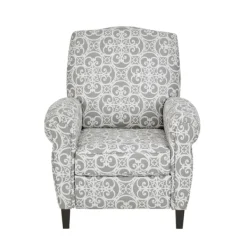 Accent Chairs-Kirkland's Home Gray Fretwork Orville Recliner Gray/White