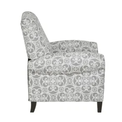 Accent Chairs-Kirkland's Home Gray Fretwork Orville Recliner Gray/White
