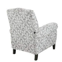 Accent Chairs-Kirkland's Home Gray Fretwork Orville Recliner Gray/White