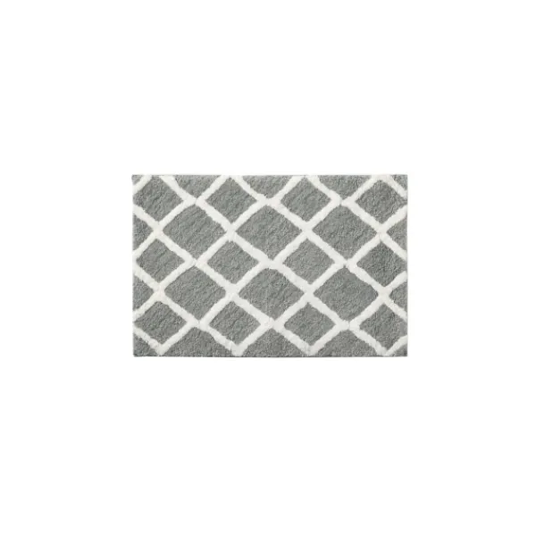 Bathroom Rugs-Kirkland's Home Gray Geometric Pattern Reversible Bath Mat, 34 In. Gray/White