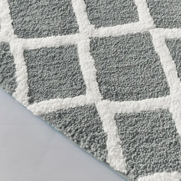Bathroom Rugs-Kirkland's Home Gray Geometric Pattern Reversible Bath Mat, 34 In. Gray/White