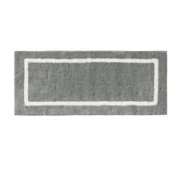 Bathroom Rugs-Kirkland's Home Gray Geometric Pattern Reversible Bath Mat, 60 In. Gray/White
