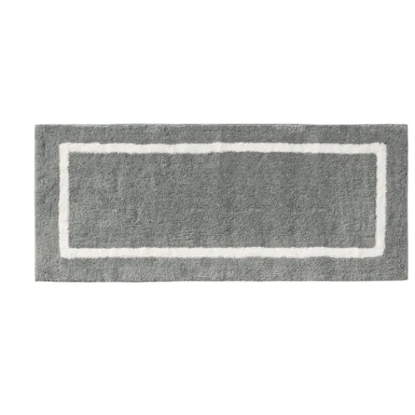 Bathroom Rugs-Kirkland's Home Gray Geometric Pattern Reversible Bath Mat, 60 In. Gray/White