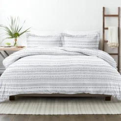 Duvets-Kirkland's Home Gray Geometric 3-Pc. King Duvet Cover Set Gray/White