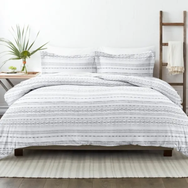 Duvets-Kirkland's Home Gray Geometric 3-Pc. King Duvet Cover Set Gray/White