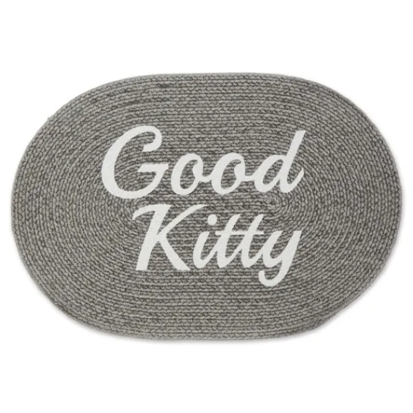 Kitchen & Floor Mats-Kirkland's Home Gray Good Kitty Pet Bowl Mat Gray/White