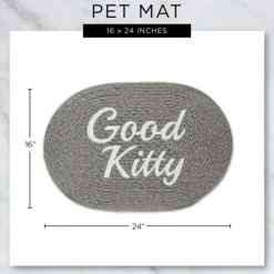 Kitchen & Floor Mats-Kirkland's Home Gray Good Kitty Pet Bowl Mat Gray/White