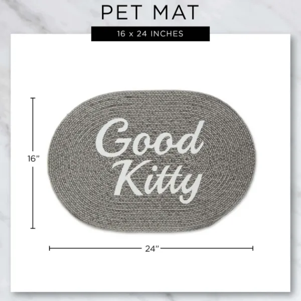 Kitchen & Floor Mats-Kirkland's Home Gray Good Kitty Pet Bowl Mat Gray/White