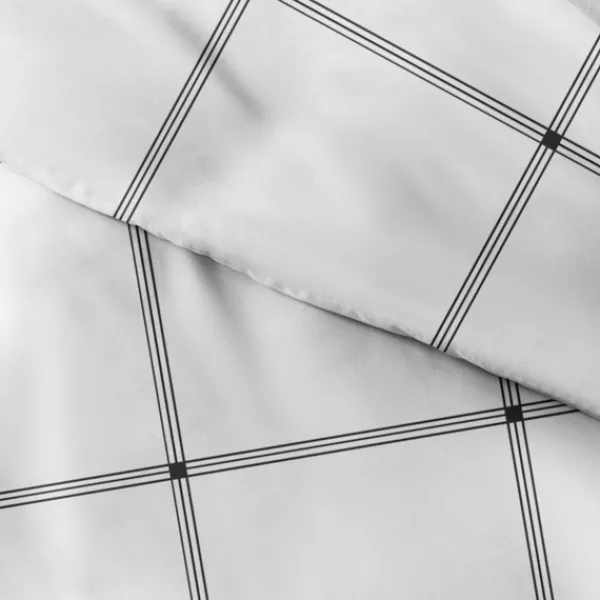 Duvets-Kirkland's Home Gray Grid Plaid 3-Pc. Micro King Duvet Cover Set White/Gray