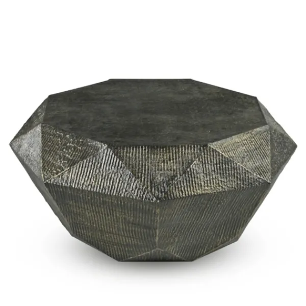 Coffee Tables-Kirkland's Home Gray Hand-Stamped Iron Octagonal Coffee Table