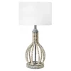Table Lamps-Kirkland's Home Gray Iron And Rattan Beaded Table Lamp White