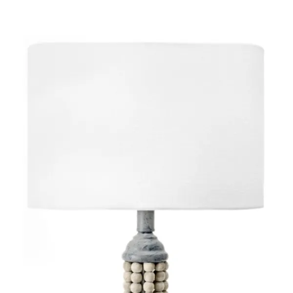 Table Lamps-Kirkland's Home Gray Iron And Rattan Beaded Table Lamp White