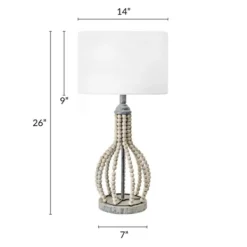Table Lamps-Kirkland's Home Gray Iron And Rattan Beaded Table Lamp White