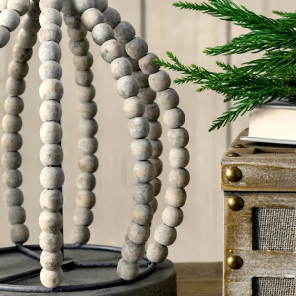Table Lamps-Kirkland's Home Gray Iron And Rattan Beaded Table Lamp White