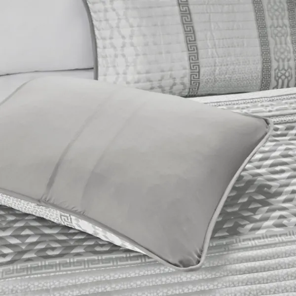 Bedspreads & Coverlets-Kirkland's Home Gray Jacquard Motif 4-Pc. Queen Coverlet Set Gray/White