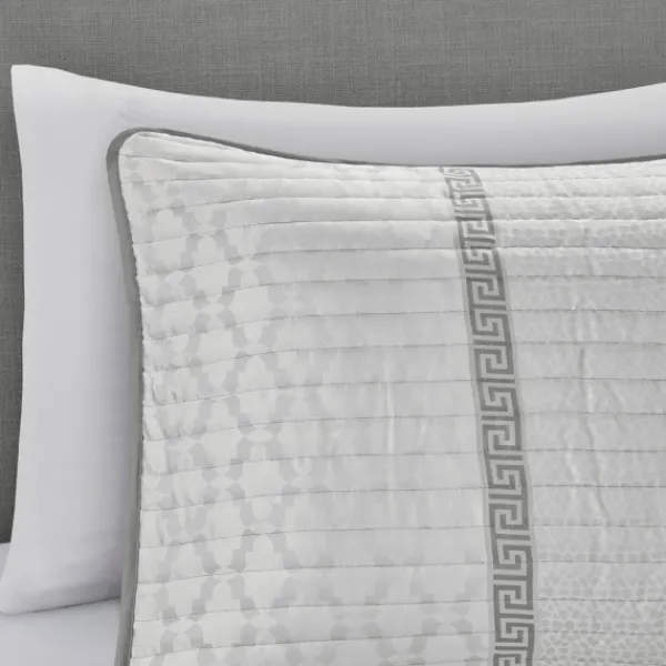 Bedspreads & Coverlets-Kirkland's Home Gray Jacquard Motif 4-Pc. Queen Coverlet Set Gray/White