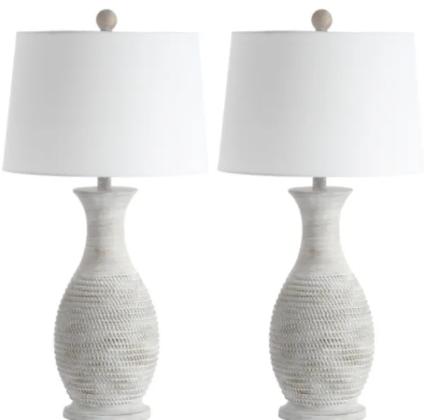 Table Lamps-Kirkland's Home Gray Jug Base Table Lamps, Set Of 2 White