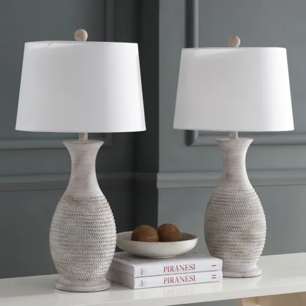 Table Lamps-Kirkland's Home Gray Jug Base Table Lamps, Set Of 2 White