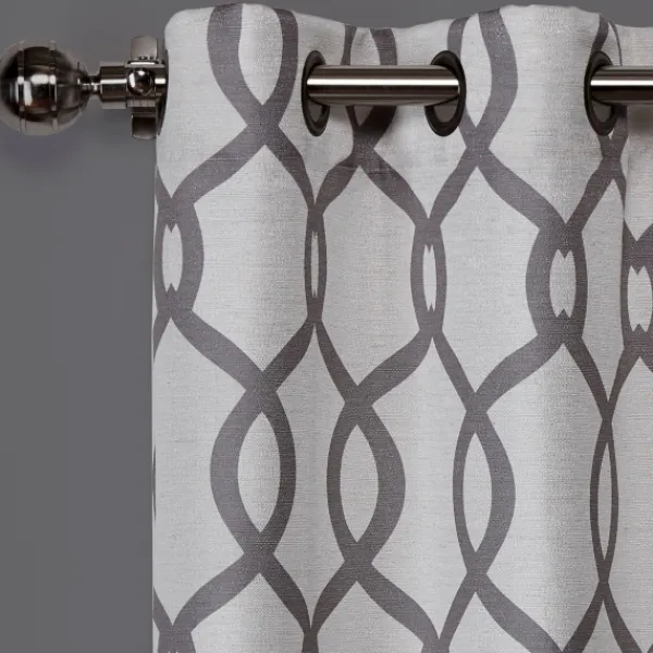 Curtains & Drapes-Kirkland's Home Gray Kenzie Curtain Panel Set, 96 In Gray/White