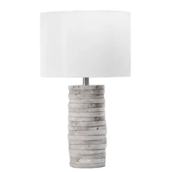 Table Lamps-Kirkland's Home Gray Layered Cylinder Table Lamp White