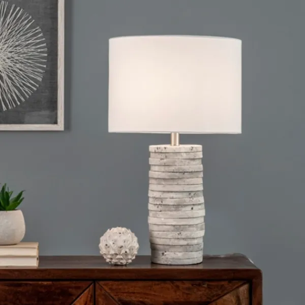 Table Lamps-Kirkland's Home Gray Layered Cylinder Table Lamp White