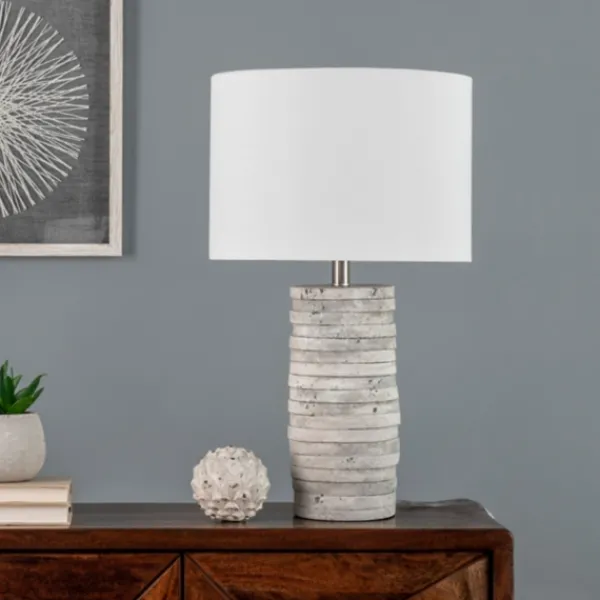 Table Lamps-Kirkland's Home Gray Layered Cylinder Table Lamp White