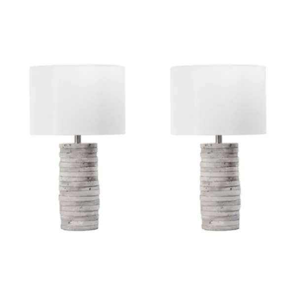 Table Lamps-Kirkland's Home Gray Layered Cylinder Table Lamp White