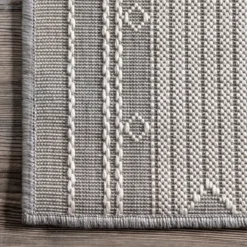 Outdoor Rugs-Kirkland's Home Gray Lee Global Stripes Outdoor Area Rug, 5X8 Gray/White