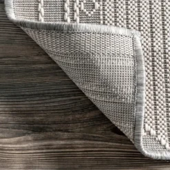 Outdoor Rugs-Kirkland's Home Gray Lee Global Stripes Outdoor Area Rug, 5X8 Gray/White