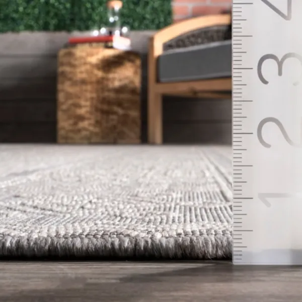 Outdoor Rugs-Kirkland's Home Gray Lee Global Stripes Outdoor Area Rug, 5X8 Gray/White