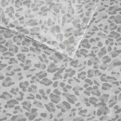 Bed Sheets-Kirkland's Home Gray Leopard Satin King 2-Pc. Pillow Case Set White/Gray