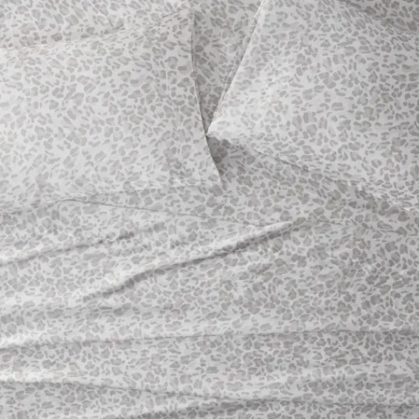 Bed Sheets-Kirkland's Home Gray Leopard Satin Standard 2-Pc. Pillow Case Set White/Gray