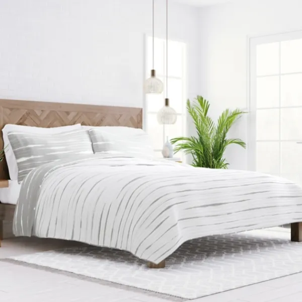 Quilts-Kirkland's Home Gray Linear Reversible 3-Pc. Queen Quilt Set Gray/White