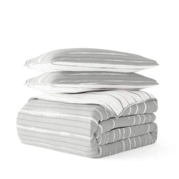 Quilts-Kirkland's Home Gray Linear Reversible 3-Pc. Queen Quilt Set Gray/White