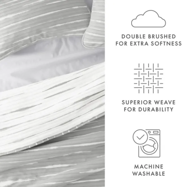 Quilts-Kirkland's Home Gray Linear Reversible 3-Pc. Queen Quilt Set Gray/White