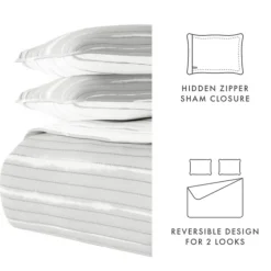 Quilts-Kirkland's Home Gray Linear Reversible 3-Pc. Queen Quilt Set Gray/White