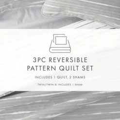 Quilts-Kirkland's Home Gray Linear Reversible 2-Pc. Twin Quilt Set Gray/White