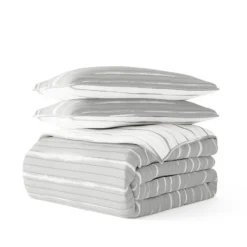 Quilts-Kirkland's Home Gray Linear Reversible 3-Pc. King Quilt Set Gray/White