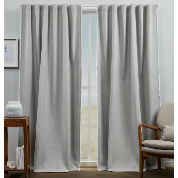 Curtains & Drapes-Kirkland's Home Gray Marl Blackout 2-Pc. Curtain Panel Set, 96 In. Gray/White