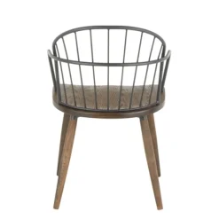 Dining Chairs-Kirkland's Home Gray Metal Spindle Back Dining Chairs, Set Of 2 Brown/Gray