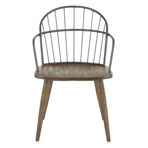 Dining Chairs-Kirkland's Home Gray Metal Spindle Back Dining Chairs, Set Of 2 Brown/Gray